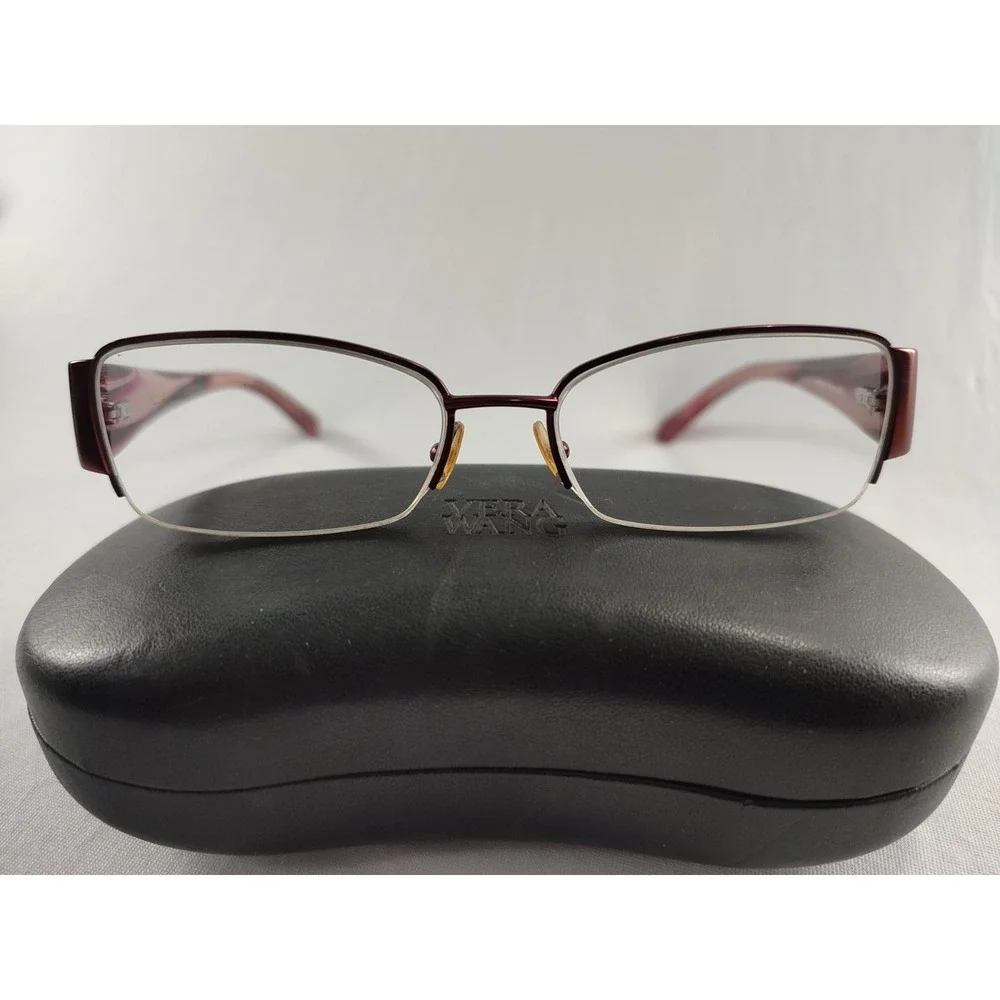 Vera Wang Ronce BU Burgundy Crystal Embellished Eyeglass Frames 54-16-137 + Case